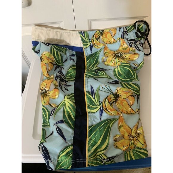 Nautica Men’s Sz 33 Swim Trunk Board Shorts Surf Hawaiian Khaki Multicolored - Picture 5 of 6